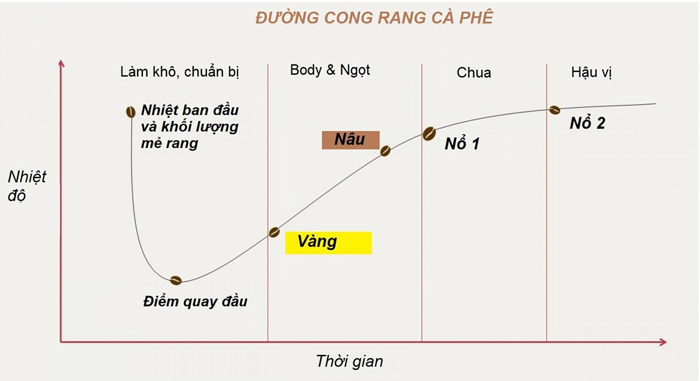 Biểu đồ biến nhiệt trong quá trình rang cà phê
