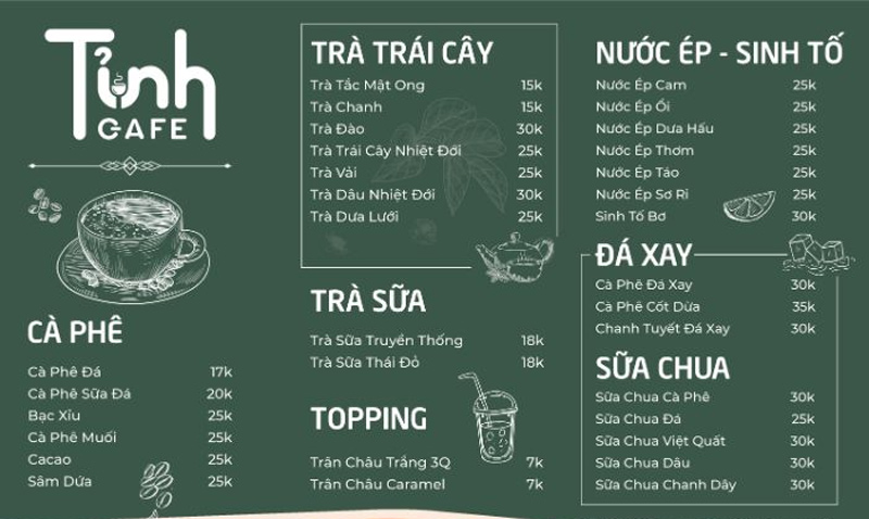 Các loại nước uống cho quán cà phê