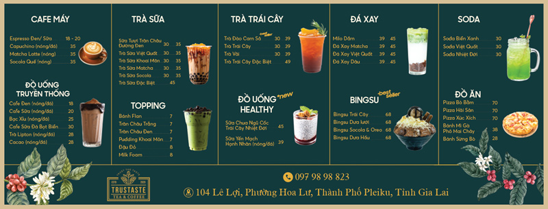 Các loại nước uống cho quán cà phê